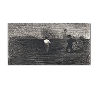 Coloray Splashback 55.12 x 27.56 inch / 140x70cm Kitchen Protection Glass Art Wall Picture Cooker Protector Kitchen Tempered Glass Glass Print - Peasants Seurat