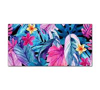Coloray Splashback Glass Print 39.37 x 19.68 inch / 100x50cm Tempered Glass Kitchen Kitchen Protection Cooker Protector Glass Art Wall Picture - Monstera Leaf