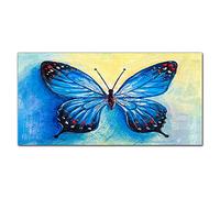 Coloray Splashback Glass Print 47.24 x 23.62 inch / 120x60cm Tempered Glass Kitchen Kitchen Protection Cooker Protector Glass Art Wall Picture - Insect Butterfly Worm