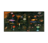Coloray Splashback Glass Print 47.24 x 23.62 inch / 120x60cm Tempered Glass Kitchen Kitchen Protection Cooker Protector Glass Art Wall Picture - Fish Magic By Paul Klee
