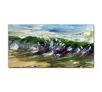 Coloray Splashback Glass Print 47.24 x 23.62 inch / 120x60cm Tempered Glass Kitchen Kitchen Protection Cooker Protector Glass Art Wall Picture - Sea Waves