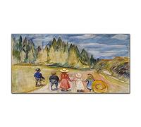 Coloray Splashback Glass Print 55.12 x 27.56 inch / 140x70cm Tempered Glass Kitchen Kitchen Protection Cooker Protector Glass Art Wall Picture - Fairytale Forest Edvard Munch