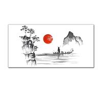 Coloray Splashback Tempered Glass 39.37 x 19.68 inch / 100x50cm Glass Print Kitchen Kitchen Protection Cooker Protector Glass Art Wall Picture - Japan Traditional Painting