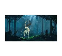 Coloray Splashback Tempered Glass 39.37 x 19.68 inch / 100x50cm Glass Print Kitchen Kitchen Protection Cooker Protector Glass Art Wall Picture - Fantasy Forest Animals Hunters