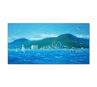 Coloray Splashback Tempered Glass 39.37 x 19.68 inch / 100x50cm Glass Print Kitchen Protection Kitchen Glass Art Wall Picture Cooker Protector - Painting The Town Mountain