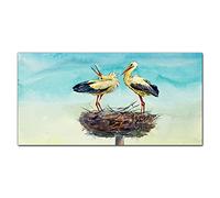 Coloray Splashback Tempered Glass 47.24 x 23.62 inch / 120x60cm Glass Print Kitchen Kitchen Protection Cooker Protector Glass Art Wall Picture - Animals Birds Swans