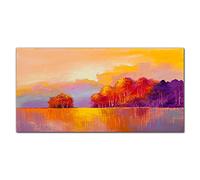 Coloray Splashback Tempered Glass 47.24 x 23.62 inch / 120x60cm Glass Print Kitchen Kitchen Protection Cooker Protector Glass Art Wall Picture - Autumn Forest Wildlife Decor