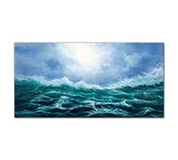 Coloray Splashback Tempered Glass 47.24 x 23.62 inch / 120x60cm Glass Print Kitchen Protection Kitchen Glass Art Wall Picture Cooker Protector - Nature Sea Storm