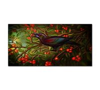 Coloray Splashback Tempered Glass 55.12 x 27.56 inch / 140x70cm Glass Print Kitchen Kitchen Protection Cooker Protector Glass Art Wall Picture - Branches Leaves Animal Bird