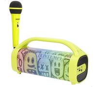 ColorBaby Bontempi Wireless Speaker with Karaoke, Powerful, 1 Microphone, RGB Lights, Radio, Two Speakers at once, Bright Colour, Rechargeable Battery, USB Type C Cable Included (39226)