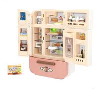 COLORBABY My Home Mini Fridge with Food and Beverage, Lights and Sound, 4 Doors and 1 Drawer, More than 20 Accessories, Role Play, Fine Motor Skills, Children + 3 Years (39569)