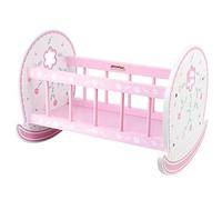 COLORBABY WOOMAX 46474 Wooden Cot 30-40 cm 47.5 x 35 x 35 cm Pink and White Doll Bed, Wood, Recyclable, from 3 Years