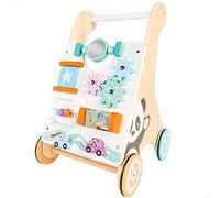 ColorBaby WOOMAX 49320 Wooden Walker, Toy Trolley with Play Activities and Mirror, +12 Months