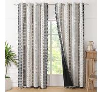 ColorBird 100% Boho Blackout Curtains 2 Panels 63 Inch Black White Western Southwest Aztec Thermal Black Out Patterned Curtain Drapes for Living Room Bedroom