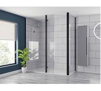 Colore 10mm Clear Glass Walk In Hinged Return Shower Screen | Matt Black | Glass/Aluminium | 2000mm x 300mm