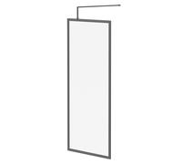 Colore 8mm Clear Glass Fully Framed Walk In Shower Screen including Wall Channel and Support Bar | Gunmetal Grey | Glass/Aluminium | 1850mm x 800mm