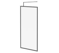 Colore 8mm Clear Glass Fully Framed Walk In Shower Screen including Wall Channel and Support Bar | Gunmetal Grey | Glass/Aluminium | 1850mm x 1000mm