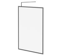 Colore 8mm Clear Glass Fully Framed Walk In Shower Screen including Wall Channel and Support Bar | Gunmetal Grey | Glass/Aluminium | 1850mm x 1400mm