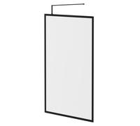 Colore 8mm Clear Glass Fully Framed Walk In Shower Screen including Wall Channel and Support Bar | Matt Black | Glass/Aluminium | 1850mm x 1200mm