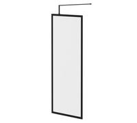 Colore 8mm Clear Glass Fully Framed Walk In Shower Screen including Wall Channel and Support Bar | Matt Black | Glass/Aluminium | 1850mm x 760mm