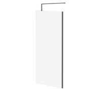 Colore 8mm Clear Glass Walk In Shower Screen including Wall Channel and Support Bar | Gunmetal Grey | Glass/Aluminium | 1850mm x 900mm
