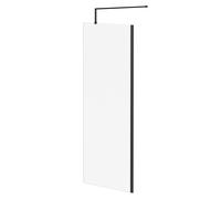 Colore 8mm Clear Glass Walk In Shower Screen including Wall Channel and Support Bar | Matt Black | Glass/Aluminium | 1850mm x 760mm