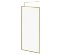 Colore 8mm Fluted Glass Fully Framed Walk In Shower Screen including Wall Channel and Support Bar | Brushed Brass | Glass/Aluminium | 1850mm x 1000mm