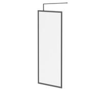 Colore 8mm Fluted Glass Fully Framed Walk In Shower Screen including Wall Channel and Support Bar | Gunmetal Grey | Glass/Aluminium | 1850mm x 800mm