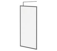 Colore 8mm Fluted Glass Fully Framed Walk In Shower Screen including Wall Channel and Support Bar | Gunmetal Grey | Glass/Aluminium | 1850mm x 1000mm