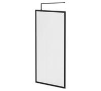 Colore 8mm Fluted Glass Fully Framed Walk In Shower Screen including Wall Channel and Support Bar | Matt Black | Glass/Aluminium | 1850mm x 1000mm