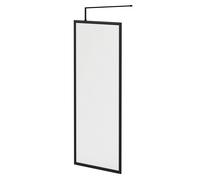 Colore 8mm Fluted Glass Fully Framed Walk In Shower Screen including Wall Channel and Support Bar | Matt Black | Glass/Aluminium | 1850mm x 800mm