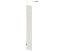 Colore 8mm Fluted Glass Walk In Hinged Return Shower Screen | Brushed Brass | Glass/Aluminium | 1850mm x 300mm