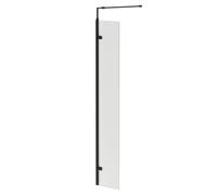 Colore 8mm Fluted Glass Walk In Hinged Return Shower Screen | Matt Black | Metal | 1850mm x 300mm