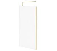 Colore 8mm Fluted Glass Walk In Shower Screen including Wall Channel and Support Bar | Brushed Brass | Glass/Aluminium | 1850mm x 1000mm