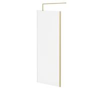Colore 8mm Fluted Glass Walk In Shower Screen including Wall Channel and Support Bar | Brushed Brass | Glass/Aluminium | 1850mm x 800mm