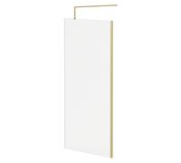 Colore 8mm Fluted Glass Walk In Shower Screen including Wall Channel and Support Bar | Brushed Brass | Glass/Aluminium | 1850mm x 900mm