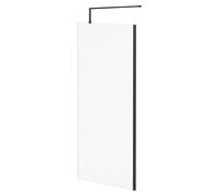 Colore 8mm Fluted Glass Walk In Shower Screen including Wall Channel and Support Bar | Matt Black | Glass/Aluminium | 1850mm x 900mm