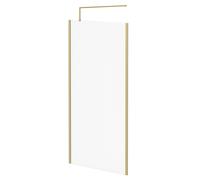 Colore 8mm Fluted Glass Walk In Shower Screen including Wall Channel with End Profile and Support Bar | Brushed Brass | Glass/Aluminium | 1850mm x 1000mm