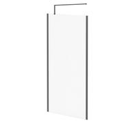 Colore 8mm Fluted Glass Walk In Shower Screen including Wall Channel with End Profile and Support Bar | Gunmetal Grey | Glass/Aluminium | 1850mm x 1000mm