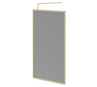 Colore 8mm Smoked Glass Fully Framed Walk In Shower Screen including Wall Channel and Support Bar | Brushed Brass | Glass/Aluminium | 1950mm x 1200mm