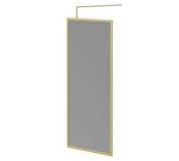 Colore 8mm Smoked Glass Fully Framed Walk In Shower Screen including Wall Channel and Support Bar | Brushed Brass | Glass/Aluminium | 1950mm x 900mm