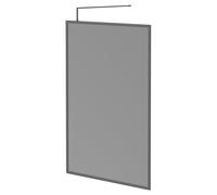 Colore 8mm Smoked Glass Fully Framed Walk In Shower Screen including Wall Channel and Support Bar | Gunmetal Grey | Glass/Aluminium | 1950mm x 1400mm