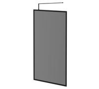 Colore 8mm Smoked Glass Fully Framed Walk In Shower Screen including Wall Channel and Support Bar | Matt Black | Glass/Aluminium | 1950mm x 1200mm