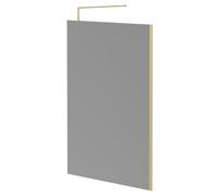 Colore 8mm Smoked Glass Walk In Shower Screen including Wall Channel and Support Bar | Brushed Brass | Glass/Aluminium | 1950mm x 1400mm
