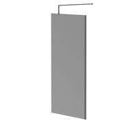 Colore 8mm Smoked Glass Walk In Shower Screen including Wall Channel and Support Bar | Gunmetal Grey | Glass/Aluminium | 1950mm x 900mm