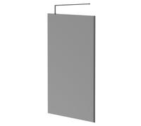 Colore 8mm Smoked Glass Walk In Shower Screen including Wall Channel and Support Bar | Gunmetal Grey | Glass/Aluminium | 1950mm x 1200mm