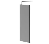 Colore 8mm Smoked Glass Walk In Shower Screen including Wall Channel and Support Bar | Matt Black | Glass/Aluminium | 1950mm x 700mm