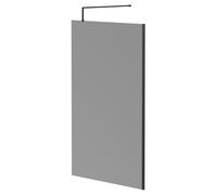 Colore 8mm Smoked Glass Walk In Shower Screen including Wall Channel and Support Bar | Matt Black | Glass/Aluminium | 1950mm x 1200mm