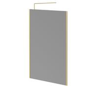Colore 8mm Smoked Glass Walk In Shower Screen including Wall Channel with End Profile and Support Bar | Brushed Brass | Glass/Aluminium | 1950mm x 1400mm