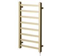 Colore Blaine Straight Electric Heated Towel Rail | Brushed Brass | Mild Steel | 800mm x 500mm